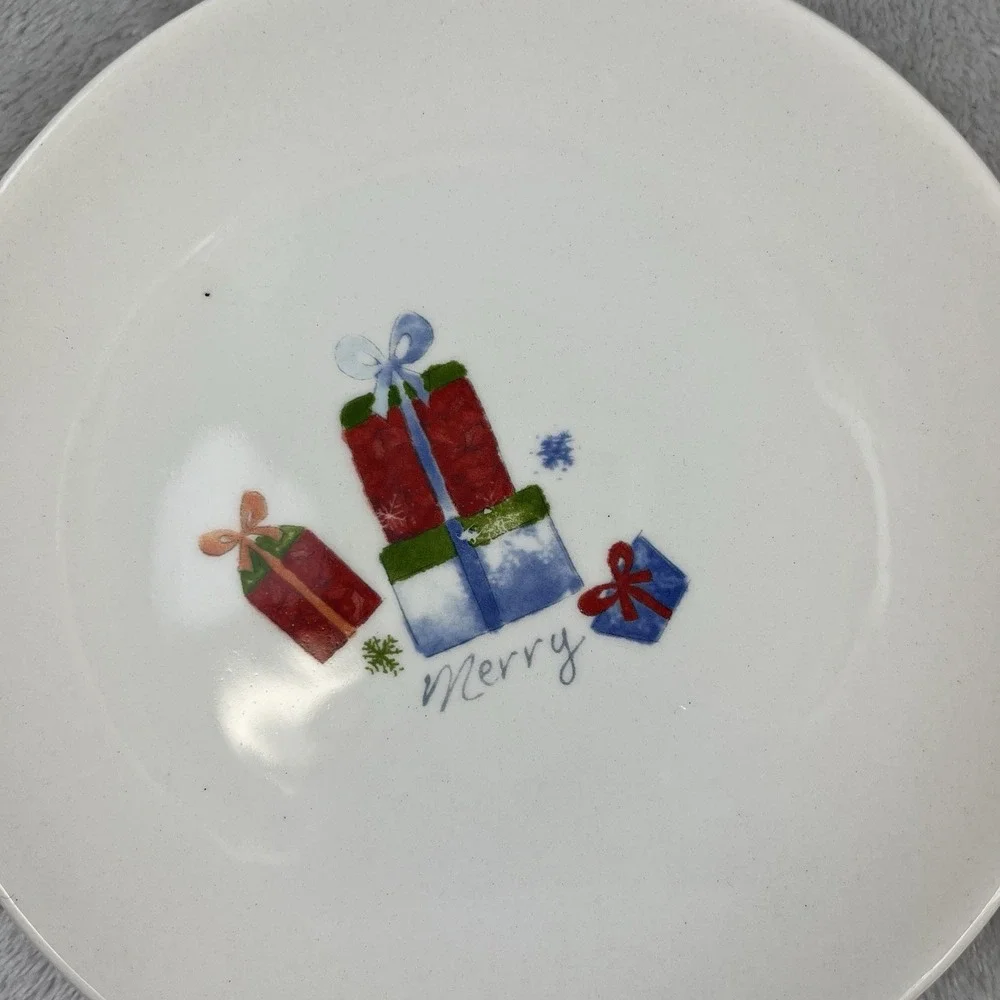 Pier 1 Imports Christmas Holiday Appetizer Plates Set of 4 Unused in Open Box